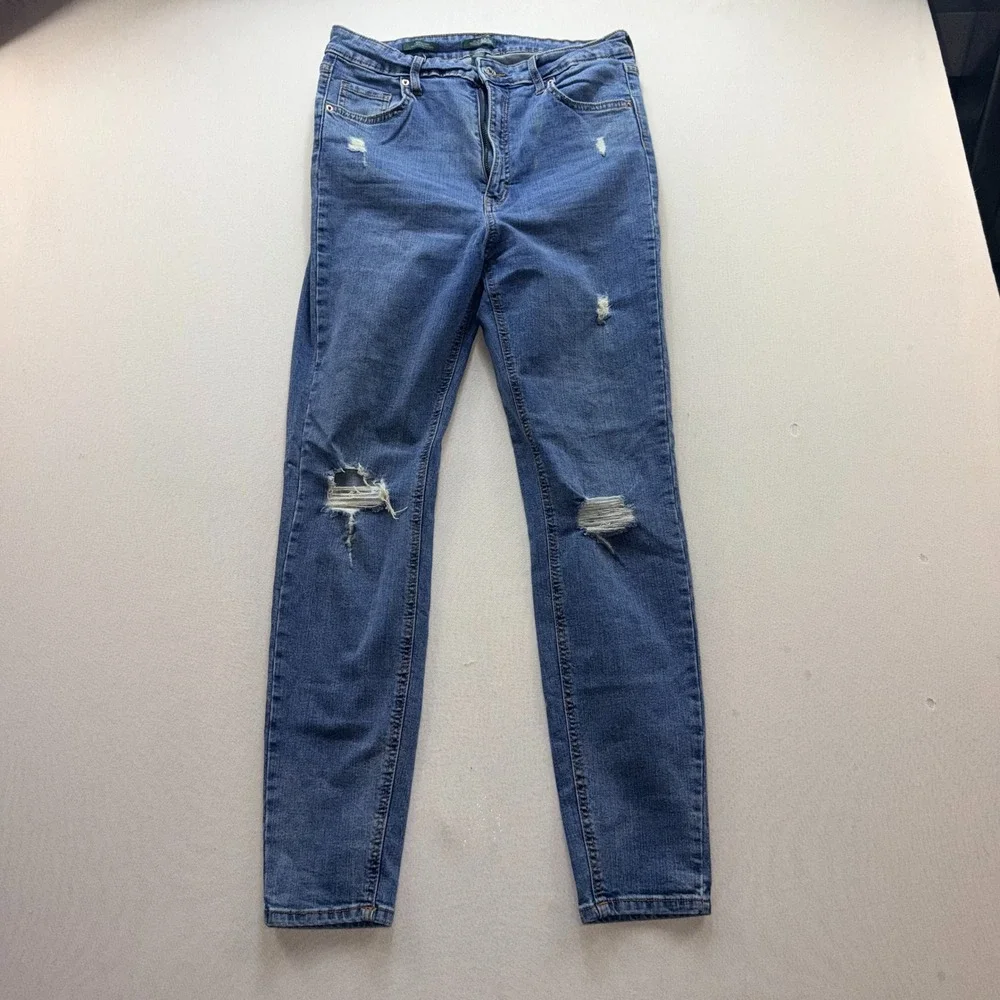 Wild Fable Skinny Jeans Womens 12 Blue Distressed High Rise Ripped Knee